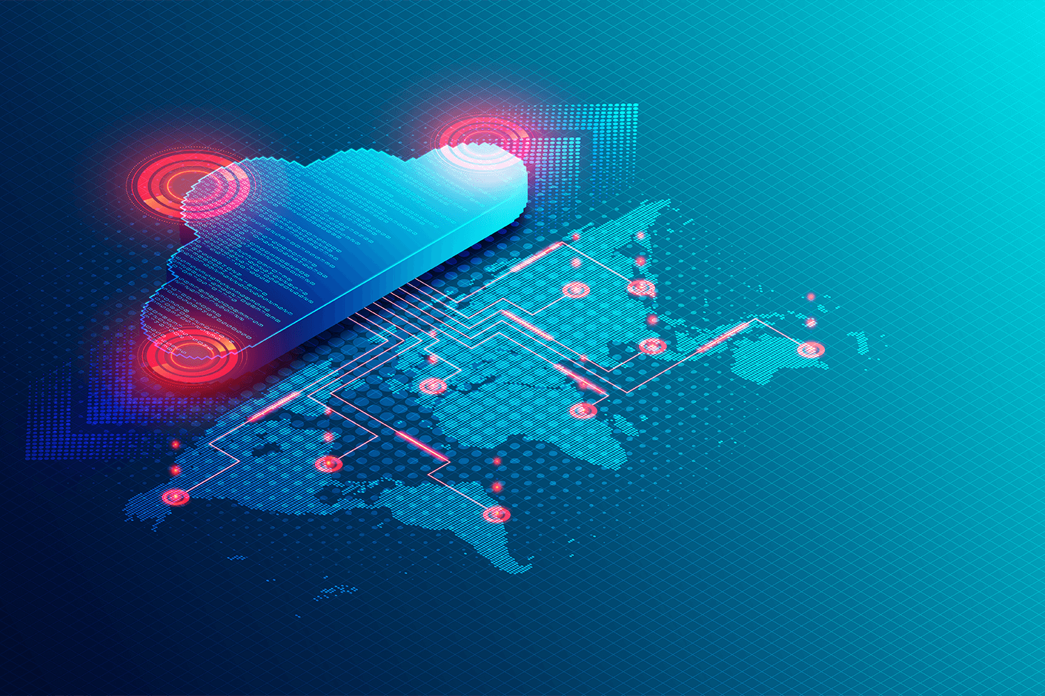 Illustration of networks connect via the cloud