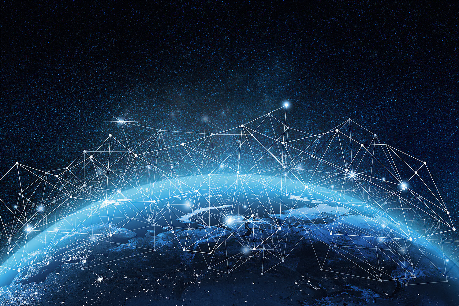 IPTT Earth with a network of dot creating a communication web