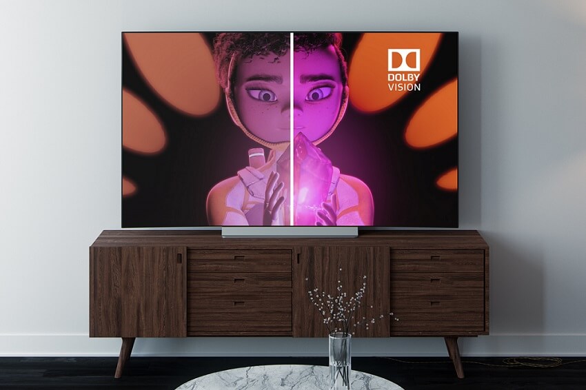 Television displaying Amazon Fire TV with Dolby Vision