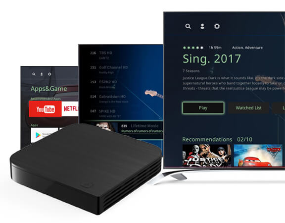 nctc-supplier-kaon-kaon_img2 Kaon set top box and screens showing multiple TV apps