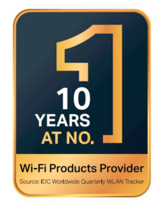 TP-Link Number 10 years at No 1 WiFi products provider award label