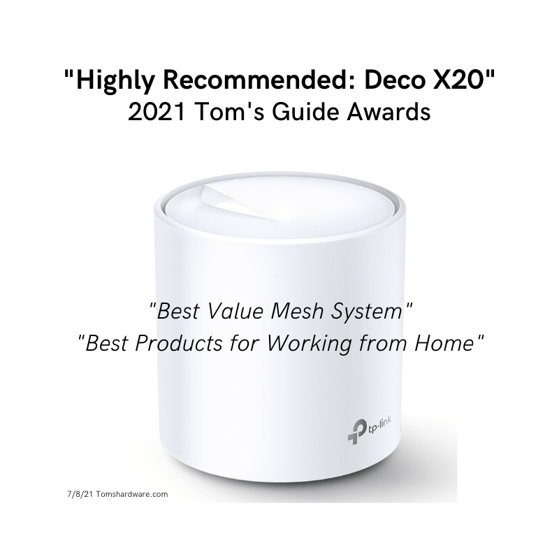 nctc-supplier-tp_link-decox20 TP-Link 2021 Tom's Guide Awards Highly Recommended: Deco X20 image