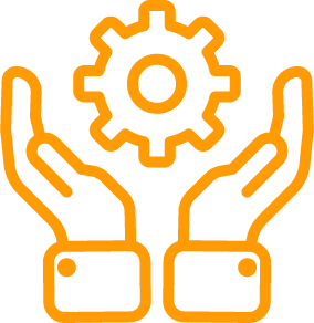 ongoing-support-icon hands supporting gear in middle (support icon)